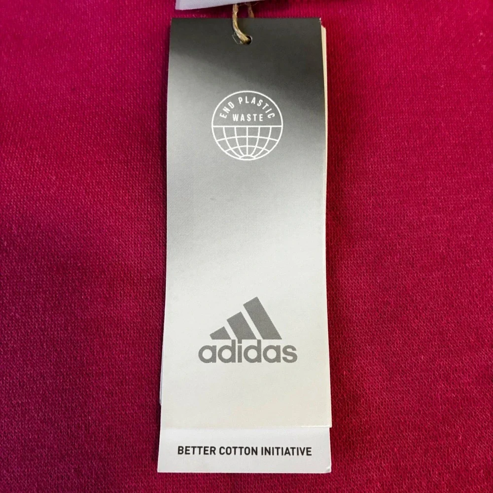 NEW Adidas Crewneck Pullover Fleece Sweatshirt Rose Hot Pink 3‎ Stripes XS